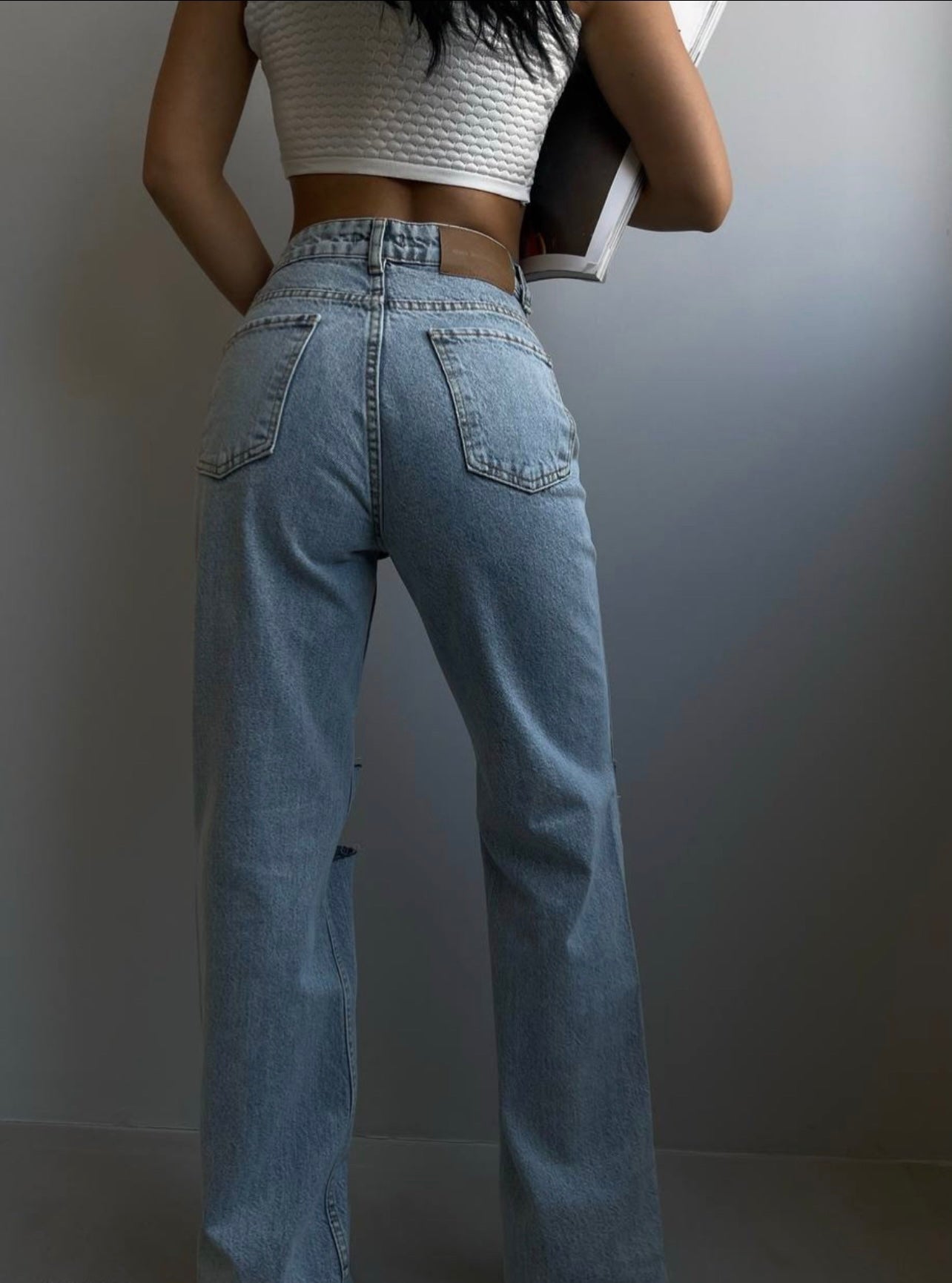 Laser Cut Wide Leg Denim